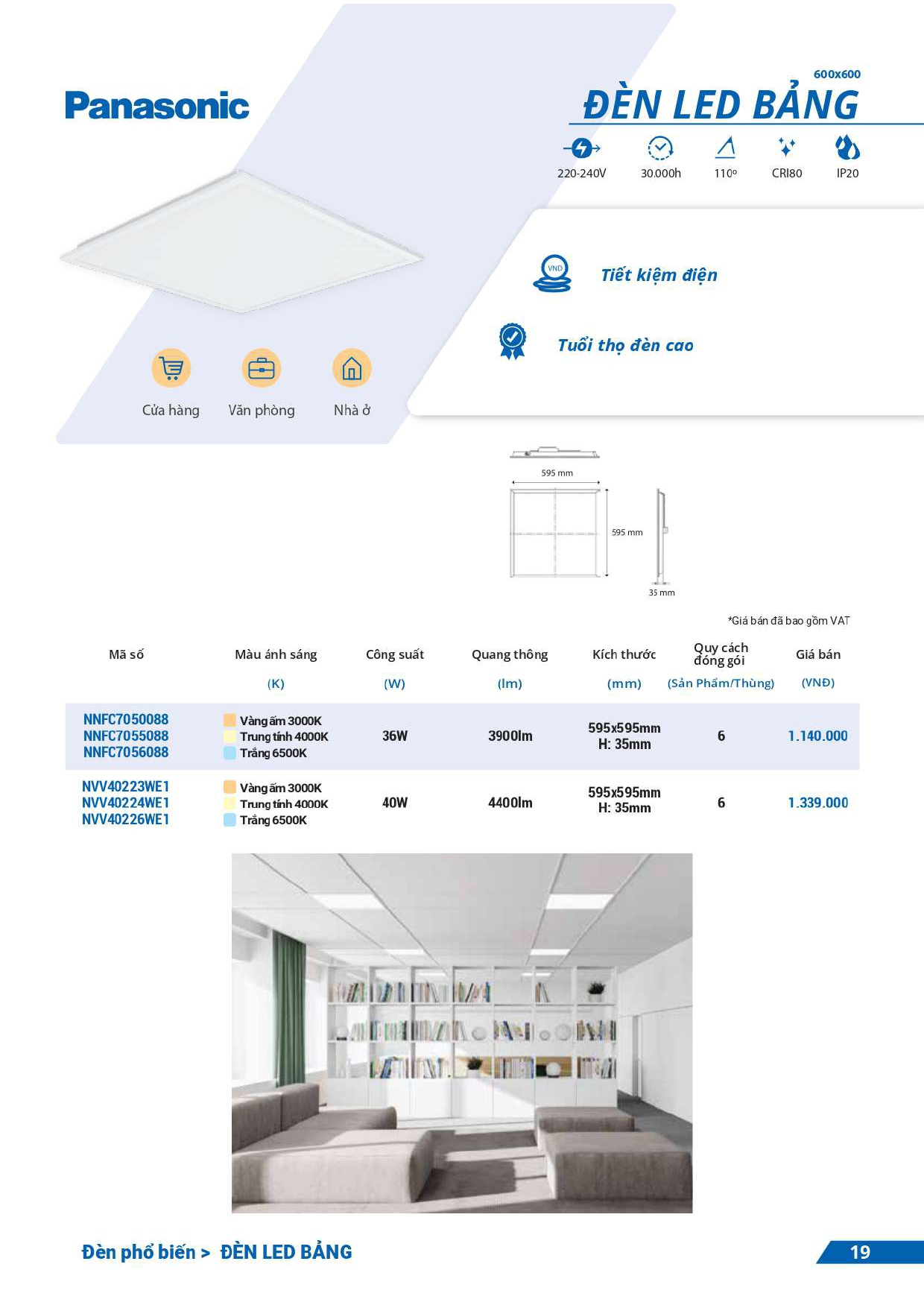 bảng giá đèn Panasonic mới nhất 